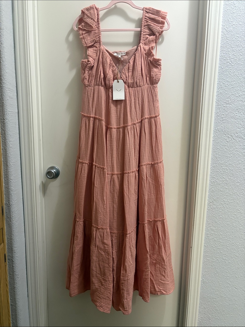 Free the Roses Sleeveless Tiered Maxi Dress in Dusty Pink